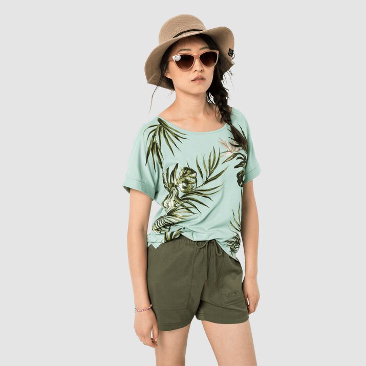 T-shirt Jack Wolfskin Tropical Leaf Mujer Verdes Claro Mexico-9115734